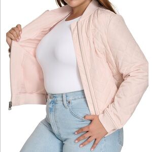 Plus Sized Diamond Quilted Bomber Jacket